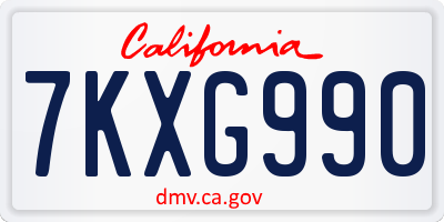 CA license plate 7KXG990
