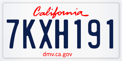 CA license plate 7KXH191