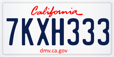 CA license plate 7KXH333