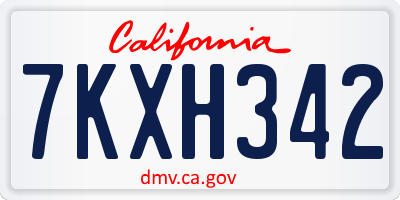 CA license plate 7KXH342