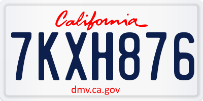 CA license plate 7KXH876