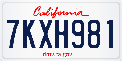 CA license plate 7KXH981