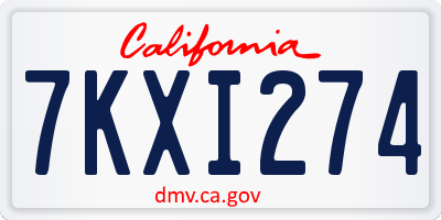 CA license plate 7KXI274