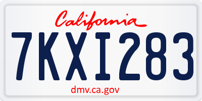 CA license plate 7KXI283