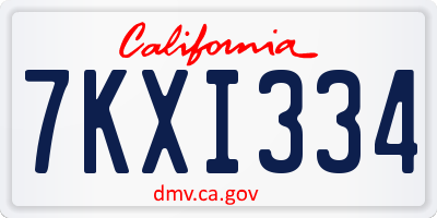 CA license plate 7KXI334