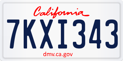 CA license plate 7KXI343