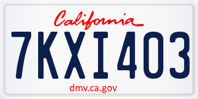 CA license plate 7KXI403
