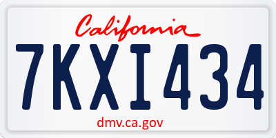 CA license plate 7KXI434