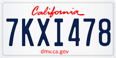 CA license plate 7KXI478