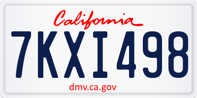 CA license plate 7KXI498