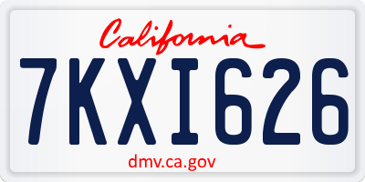 CA license plate 7KXI626
