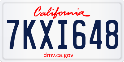 CA license plate 7KXI648