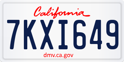 CA license plate 7KXI649