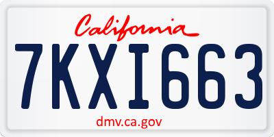 CA license plate 7KXI663