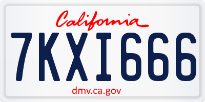 CA license plate 7KXI666