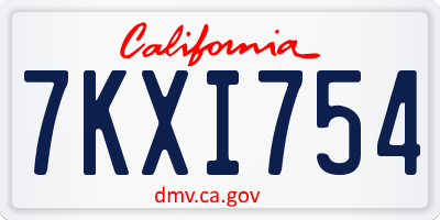 CA license plate 7KXI754