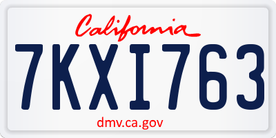 CA license plate 7KXI763