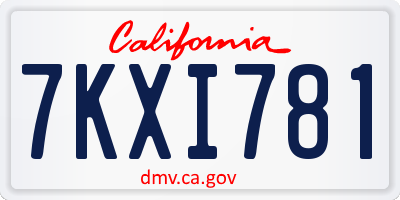 CA license plate 7KXI781