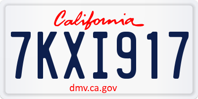 CA license plate 7KXI917