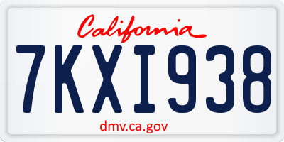 CA license plate 7KXI938