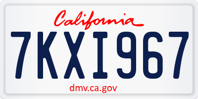 CA license plate 7KXI967
