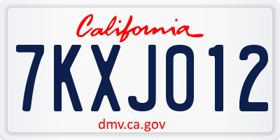CA license plate 7KXJ012