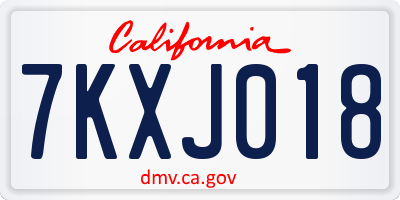 CA license plate 7KXJ018