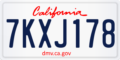 CA license plate 7KXJ178