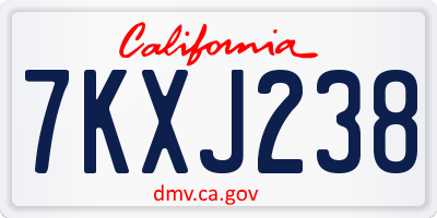CA license plate 7KXJ238