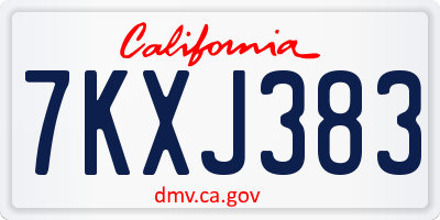 CA license plate 7KXJ383
