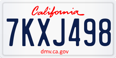 CA license plate 7KXJ498