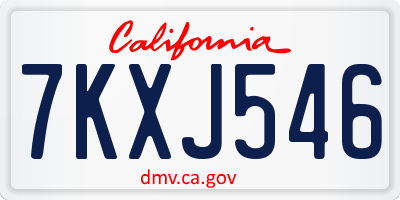 CA license plate 7KXJ546