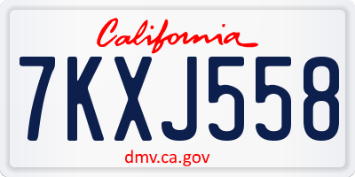 CA license plate 7KXJ558