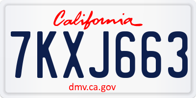CA license plate 7KXJ663