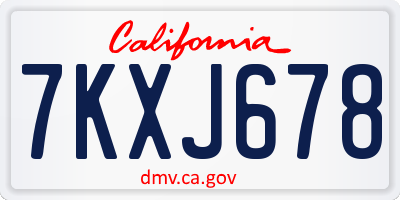 CA license plate 7KXJ678