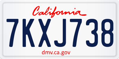 CA license plate 7KXJ738