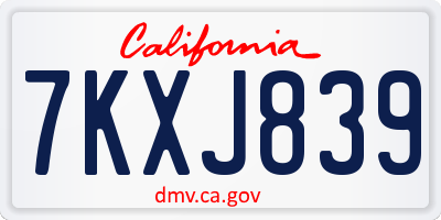 CA license plate 7KXJ839