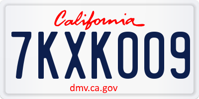 CA license plate 7KXK009