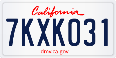 CA license plate 7KXK031