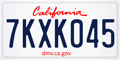 CA license plate 7KXK045