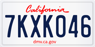 CA license plate 7KXK046