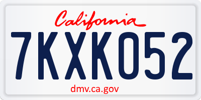 CA license plate 7KXK052