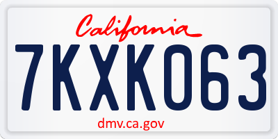 CA license plate 7KXK063