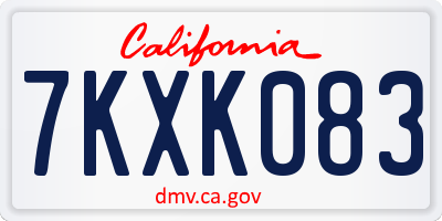 CA license plate 7KXK083