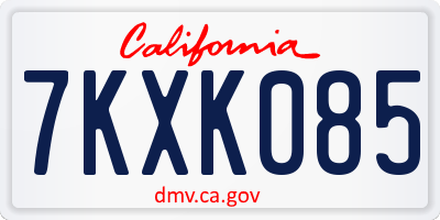 CA license plate 7KXK085