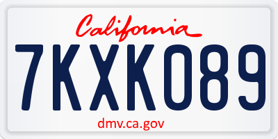 CA license plate 7KXK089