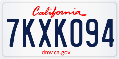 CA license plate 7KXK094