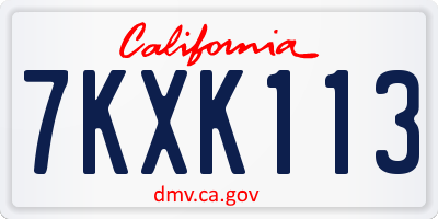 CA license plate 7KXK113