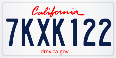 CA license plate 7KXK122