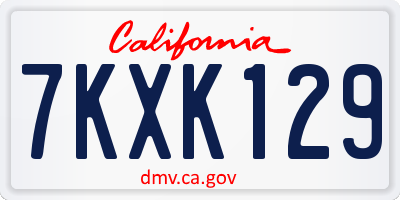CA license plate 7KXK129